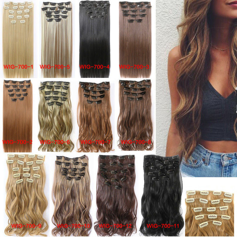 Clip-in Human Hair Extension Sets/Synthetic Hair Extension Sets for Women