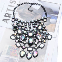 Creative Exaggerating Retro Multi-layer Style Alloy Inlaid Jewel Necklace for Women