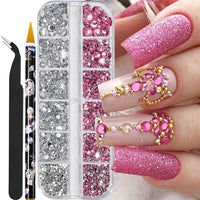 Nail Art Accessories, AB Mixed Color, 12 Grid Strip Box Illusion Nail Accessories