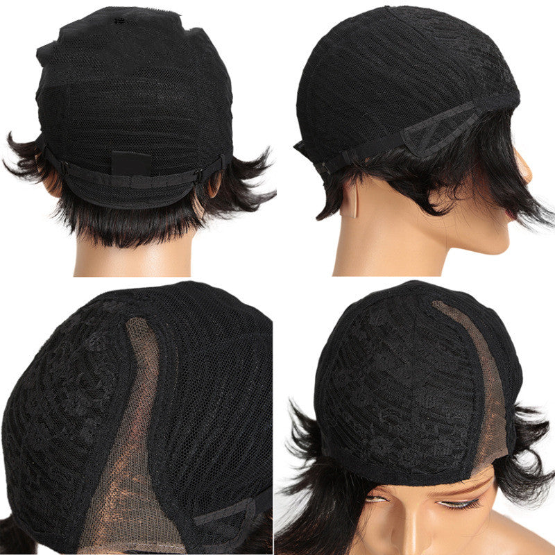 Wigs - Short Hand Woven & Machine Made Human Hair Wigs for Women, Lace Cap