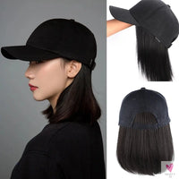 8-Inch Synthetic Baseball Cap Wig Hair with Straight Bob, Adjustable Cap Wig for Women and Girls Sweet T 52