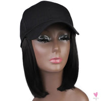 8-Inch Synthetic Baseball Cap Wig Hair with Straight Bob, Adjustable Cap Wig for Women and Girls Sweet T 52