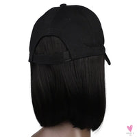 8-Inch Synthetic Baseball Cap Wig Hair with Straight Bob, Adjustable Cap Wig for Women and Girls Sweet T 52
