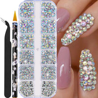 Nail Art Accessories, AB Mixed Color, 12 Grid Strip Box Illusion Nail Accessories