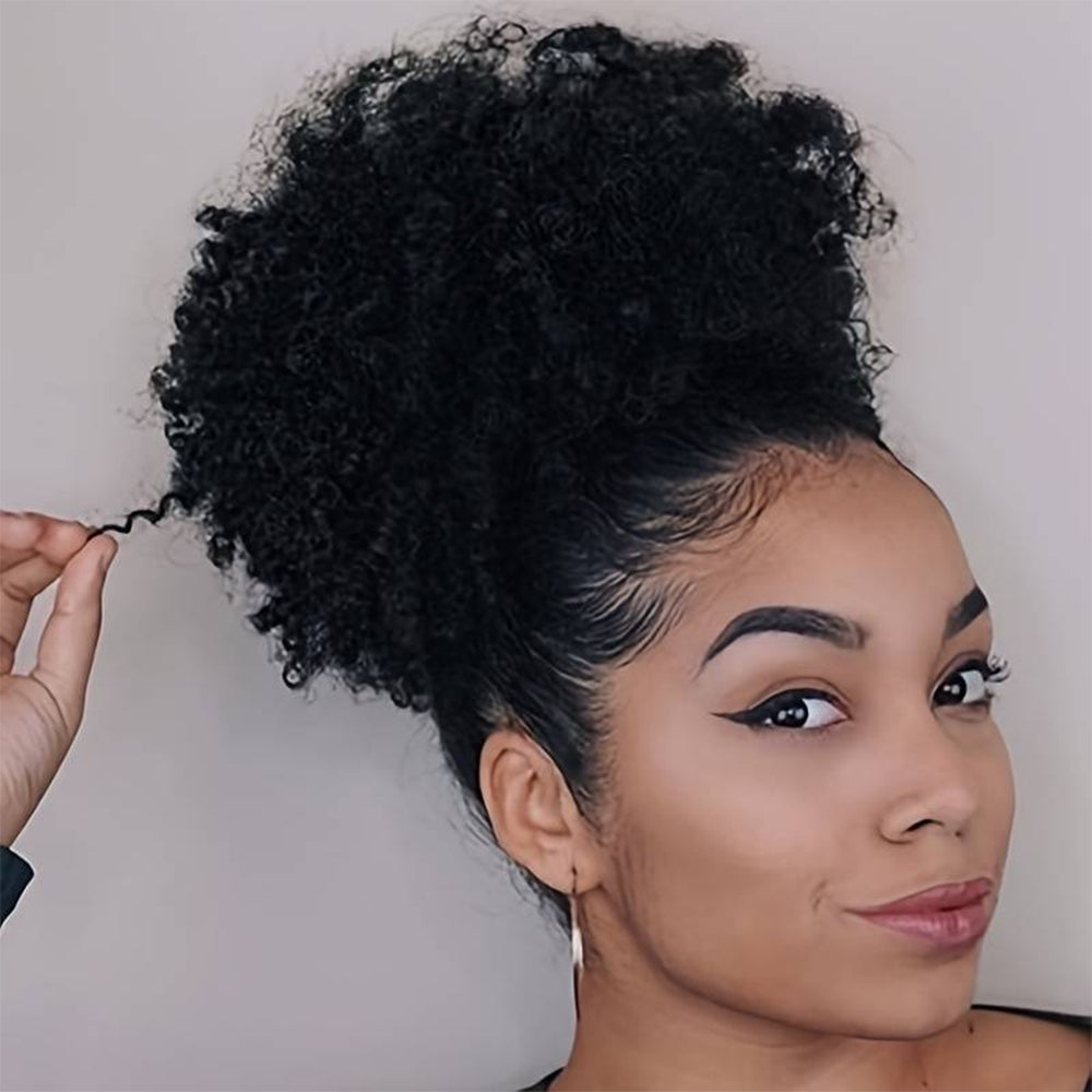 Kinky Curly Large Afro Fluffy Hair Piece and Micro-Curly Wig Hair Piece - 2 Sizes