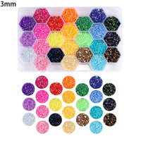 3mm/4mm24 Grids box Multi-color Resin Drill Nail Beauty - DIY Ornament Accessories