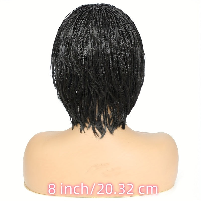 Short Bob Box Braided Wig with Bangs Pixie Cut Side Part Synthetic Heat Resistant Ombre Crochet Braided Wig African Style Cosplay Wig for Women - Summer Hairpiece, Fashion Accessory, Natural Look Hairpiece Sweet T 52