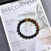 8mm Yellow Tiger Eye Black Onyx Beaded Necklace Men and Women Choker Long Necklace Jewelry Set Sweet T 52