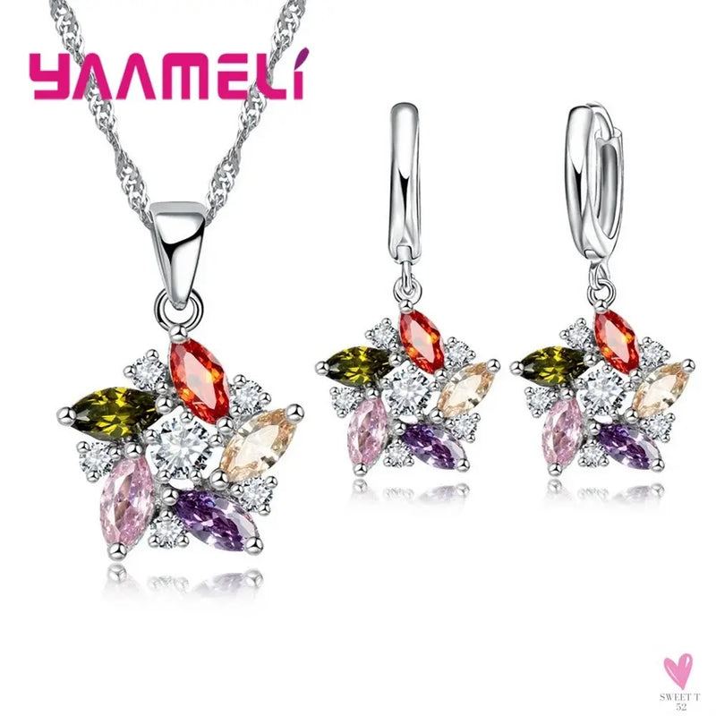 925 Sterling Silver Color Pendant Necklace/Earrings, Romantic Ethnic Style Windmill Shape  for Women & Girls SWEET T 52