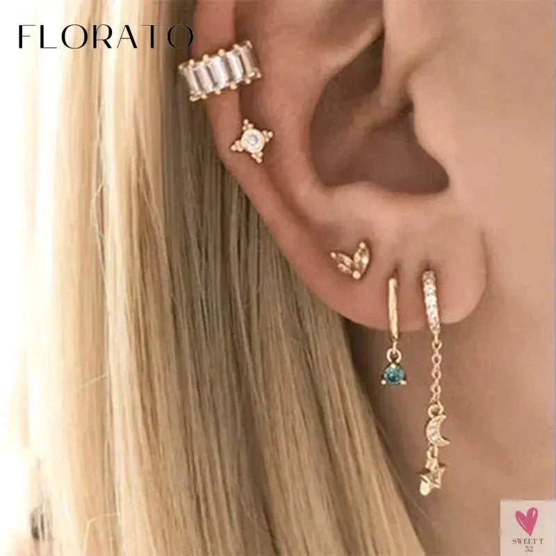 925 Sterling Silver Long Chain Tassel Drop Earrings for Women - Crystal Zircon Star Perforation Earrings, Fine Jewelry SWEET T 52