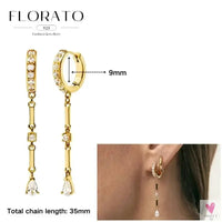 925 Sterling Silver Long Chain Tassel Drop Earrings for Women - Crystal Zircon Star Perforation Earrings, Fine Jewelry SWEET T 52