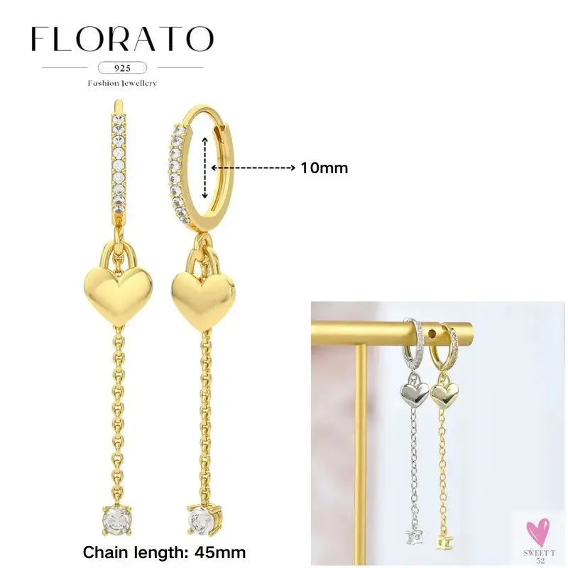 925 Sterling Silver Long Chain Tassel Drop Earrings for Women - Crystal Zircon Star Perforation Earrings, Fine Jewelry SWEET T 52