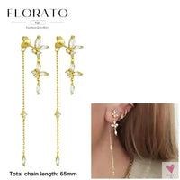 925 Sterling Silver Long Chain Tassel Drop Earrings for Women - Crystal Zircon Star Perforation Earrings, Fine Jewelry SWEET T 52