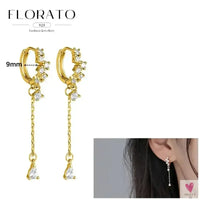 925 Sterling Silver Long Chain Tassel Drop Earrings for Women - Crystal Zircon Star Perforation Earrings, Fine Jewelry SWEET T 52