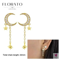 925 Sterling Silver Long Chain Tassel Drop Earrings for Women - Crystal Zircon Star Perforation Earrings, Fine Jewelry SWEET T 52