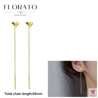 925 Sterling Silver Long Chain Tassel Drop Earrings for Women - Crystal Zircon Star Perforation Earrings, Fine Jewelry SWEET T 52