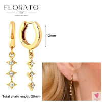 925 Sterling Silver Long Chain Tassel Drop Earrings for Women - Crystal Zircon Star Perforation Earrings, Fine Jewelry SWEET T 52