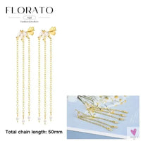 925 Sterling Silver Long Chain Tassel Drop Earrings for Women - Crystal Zircon Star Perforation Earrings, Fine Jewelry SWEET T 52