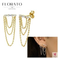 925 Sterling Silver Long Chain Tassel Drop Earrings for Women - Crystal Zircon Star Perforation Earrings, Fine Jewelry SWEET T 52