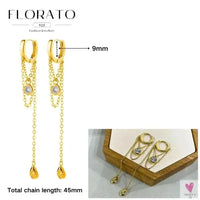 925 Sterling Silver Long Chain Tassel Drop Earrings for Women - Crystal Zircon Star Perforation Earrings, Fine Jewelry SWEET T 52