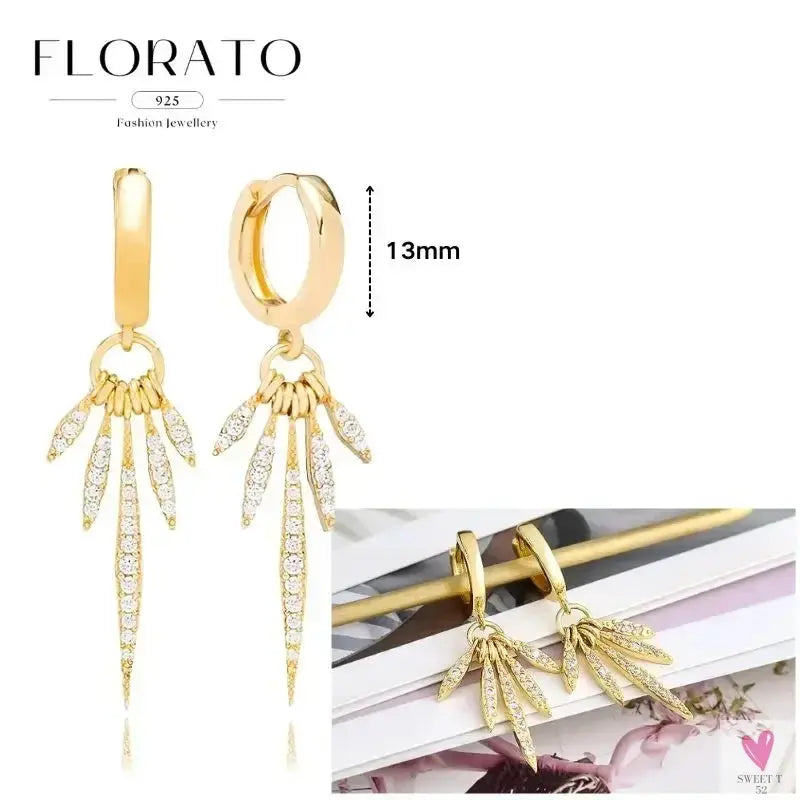 925 Sterling Silver Long Chain Tassel Drop Earrings for Women - Crystal Zircon Star Perforation Earrings, Fine Jewelry SWEET T 52