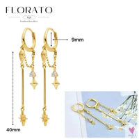 925 Sterling Silver Long Chain Tassel Drop Earrings for Women - Crystal Zircon Star Perforation Earrings, Fine Jewelry SWEET T 52