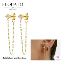 925 Sterling Silver Long Chain Tassel Drop Earrings for Women - Crystal Zircon Star Perforation Earrings, Fine Jewelry SWEET T 52