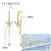 925 Sterling Silver Long Chain Tassel Drop Earrings for Women - Crystal Zircon Star Perforation Earrings, Fine Jewelry SWEET T 52