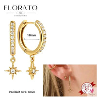 925 Sterling Silver Long Chain Tassel Drop Earrings for Women - Crystal Zircon Star Perforation Earrings, Fine Jewelry SWEET T 52