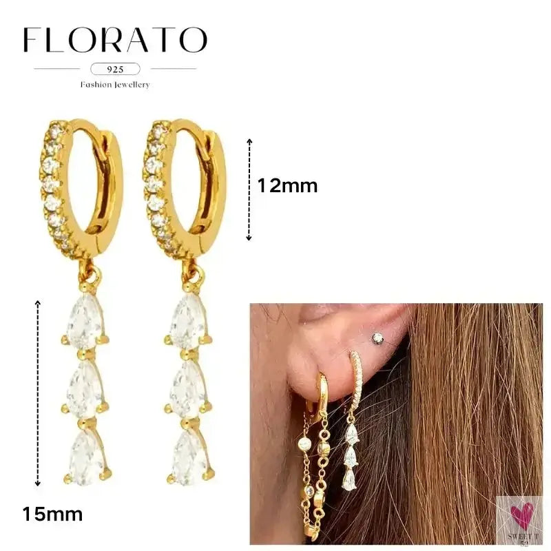 925 Sterling Silver Long Chain Tassel Drop Earrings for Women - Crystal Zircon Star Perforation Earrings, Fine Jewelry SWEET T 52