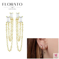 925 Sterling Silver Long Chain Tassel Drop Earrings for Women - Crystal Zircon Star Perforation Earrings, Fine Jewelry SWEET T 52