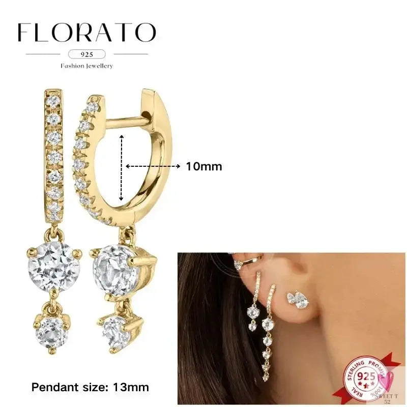 925 Sterling Silver Long Chain Tassel Drop Earrings for Women - Crystal Zircon Star Perforation Earrings, Fine Jewelry SWEET T 52
