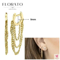 925 Sterling Silver Long Chain Tassel Drop Earrings for Women - Crystal Zircon Star Perforation Earrings, Fine Jewelry SWEET T 52