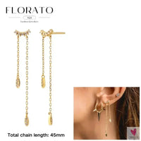 925 Sterling Silver Long Chain Tassel Drop Earrings for Women - Crystal Zircon Star Perforation Earrings, Fine Jewelry SWEET T 52