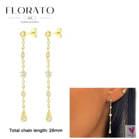 925 Sterling Silver Long Chain Tassel Drop Earrings for Women - Crystal Zircon Star Perforation Earrings, Fine Jewelry SWEET T 52