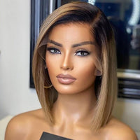 Lace Front Human Hair Wig Straight Short H Air