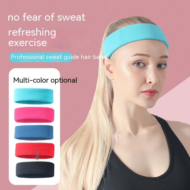 Wide Sports Anti-Sweat Headband with Elastic, Solid Colors
