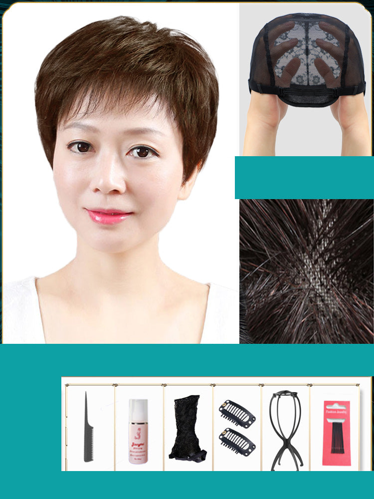 Full Pixie Cut Wig for Women, Short, Real Human Hair