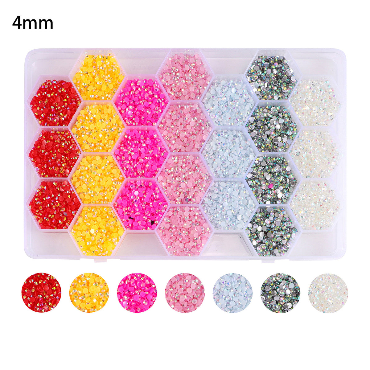 3mm/4mm24 Grids box Multi-color Resin Drill Nail Beauty - DIY Ornament Accessories
