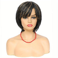 Short Bob Box Braided Wig with Bangs Pixie Cut Side Part Synthetic Heat Resistant Ombre Crochet Braided Wig African Style Cosplay Wig for Women - Summer Hairpiece, Fashion Accessory, Natural Look Hairpiece Sweet T 52