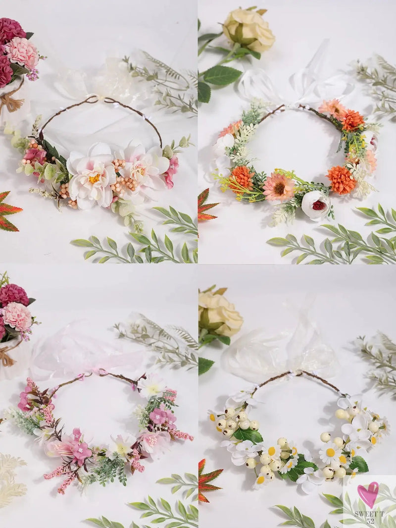 A female super Sensen department simulation flower flower seaside vacation tour shot headwear wreath SWEET T 52
