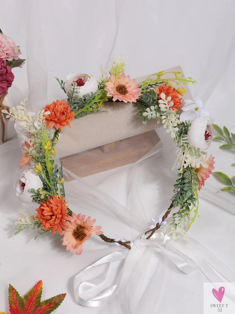 A female super Sensen department simulation flower flower seaside vacation tour shot headwear wreath SWEET T 52