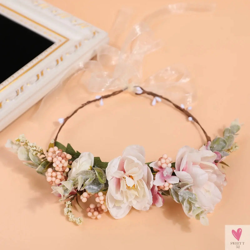 A female super Sensen department simulation flower flower seaside vacation tour shot headwear wreath SWEET T 52