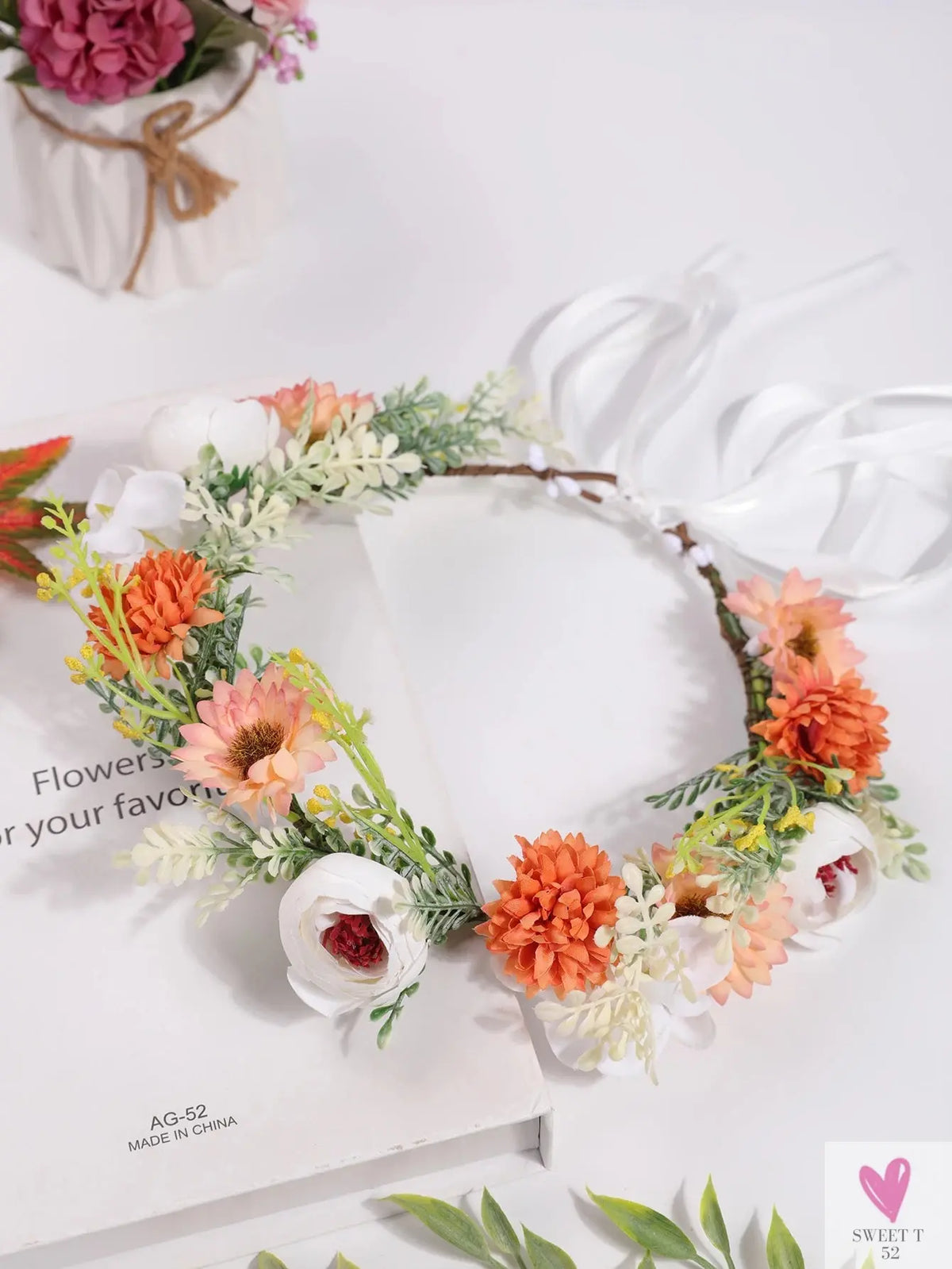 A female super Sensen department simulation flower flower seaside vacation tour shot headwear wreath SWEET T 52