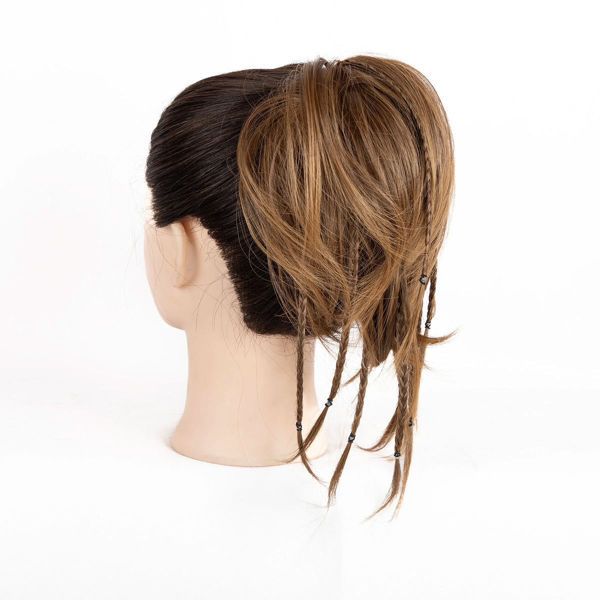 2pc Women's Handmade Synthetic Hair Ponytail Extension with Jaw Clip - Voluminous Messy Bun & Braided Ponytail