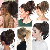 2pc Women's Handmade Synthetic Hair Ponytail Extension with Jaw Clip - Voluminous Messy Bun & Braided Ponytail