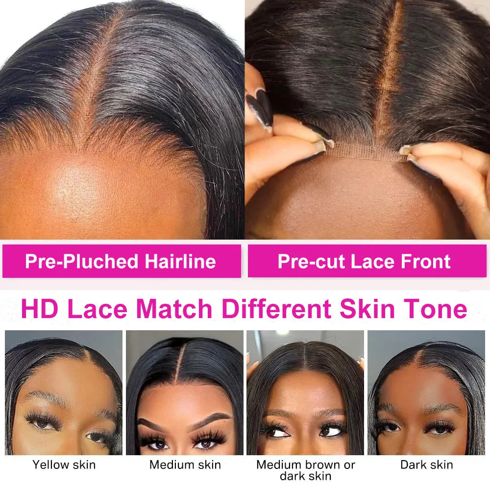 Brazilian Human Hair Wigs, Remy Bone Straight Bob Wigs - Full Machine Made Wig for Women, 8-16 Inches Swiss Lace Bob Wigs