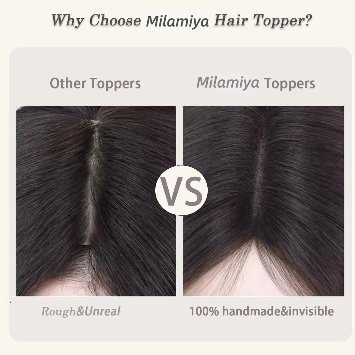 Clip-In Real Human Hair Toppers -  Women's Hair Topper Hairpieces, Brown Hair Toppers/Toupees for Women, Clip-in Hair Extensions