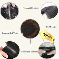 Clip-In Real Human Hair Toppers -  Women's Hair Topper Hairpieces, Brown Hair Toppers/Toupees for Women, Clip-in Hair Extensions