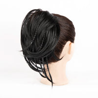 2pc Women's Handmade Synthetic Hair Ponytail Extension with Jaw Clip - Voluminous Messy Bun & Braided Ponytail
